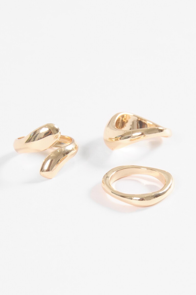Set de anillos wavy dorado