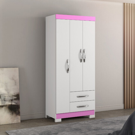 ROPERO 3 PUERTAS 2 CAJONES GUARDARROPA ARMARIO PLACARD CLOSET CON ESTANTES Y PERCHERO BLANCO - FLEX