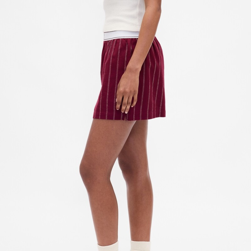 FLANNEL BOXER SHORT BURGUNDY STRIPE