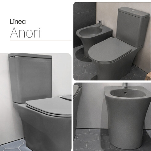 JUEGO DE LOZA SANITARIA ANORI GAMAS DE GRIS PARA BAÑO GAMAS DE GRIS