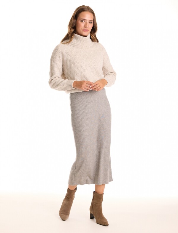 Falda Midi Tejida GRIS