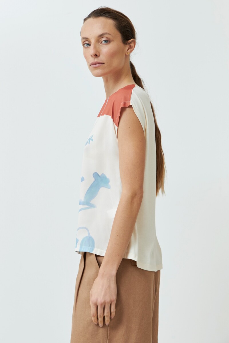 Blusa frente estampa jacaranda durazno