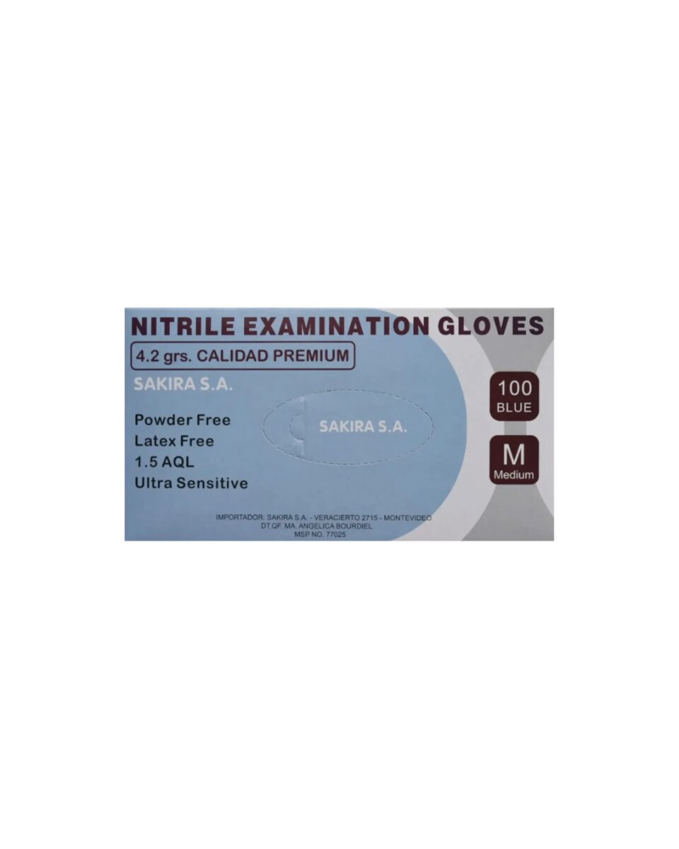 Guantes de nitrilo Sakira 4.2 grs (premium) x 100 unidades - Azul 