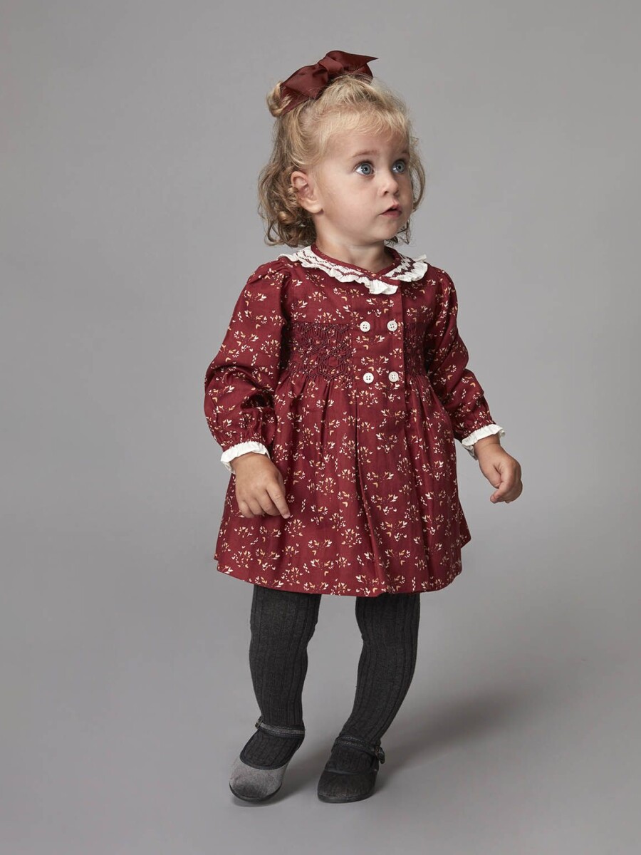 Vestido Smock Cuello Volante Caldera