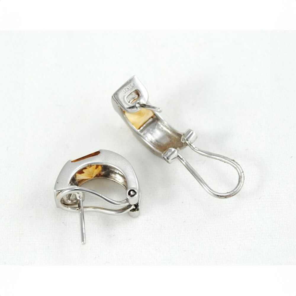 Aros Oro Blanco 18K Con Topacio Aros Oro Blanco 18K Con Topacio