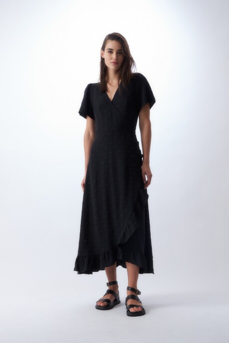 Vestido cruzado fantasia negro