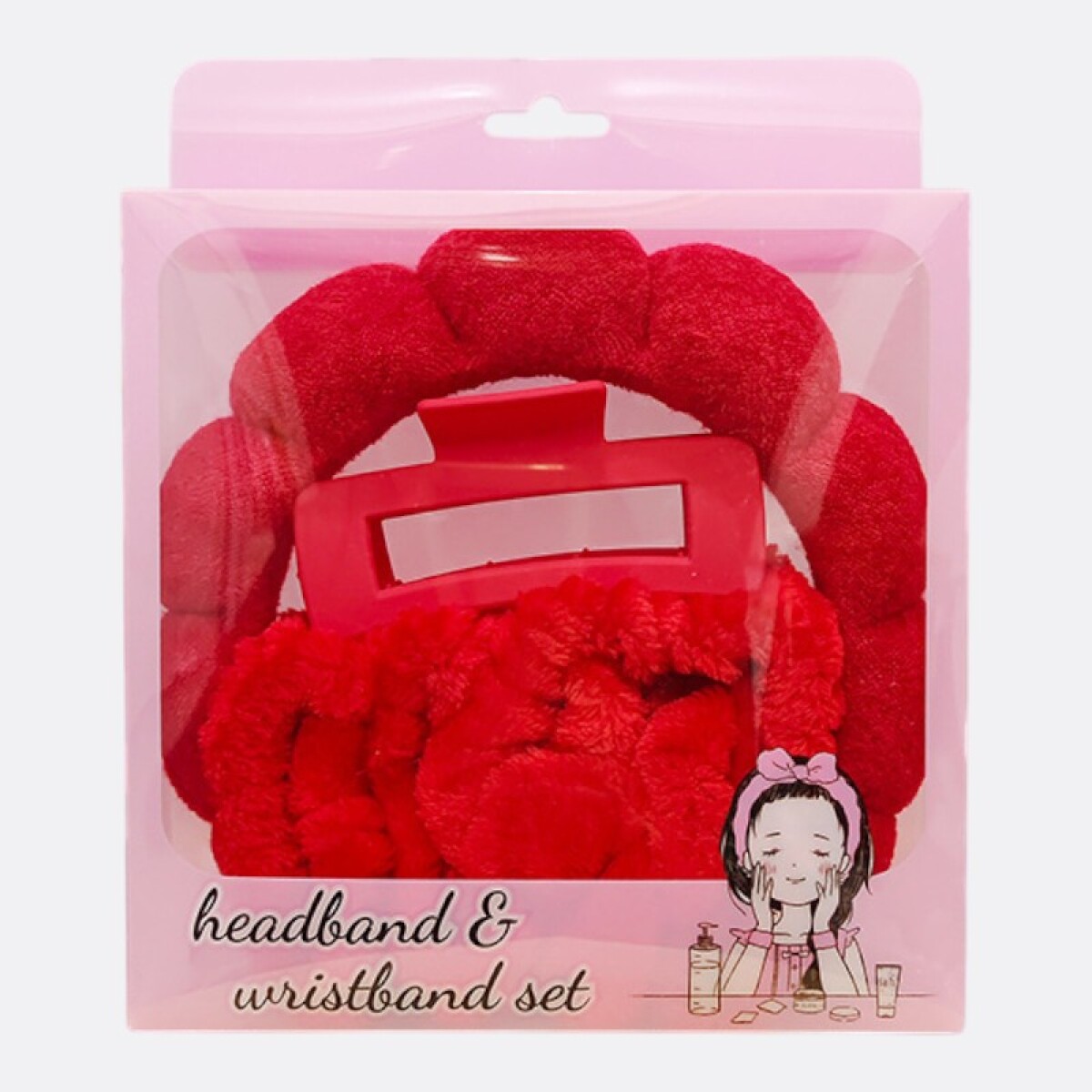 Set De Accesorios Para Cabello Y Cuidado Facial - Rojo 