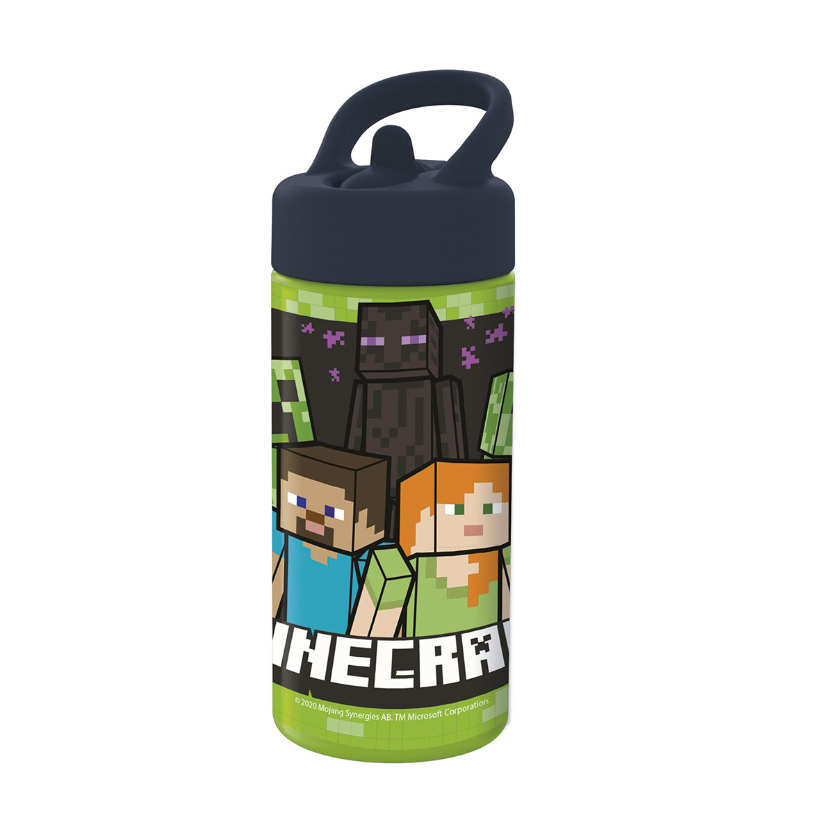Botella Plástica con Pajita Minecraft 410 ml 
