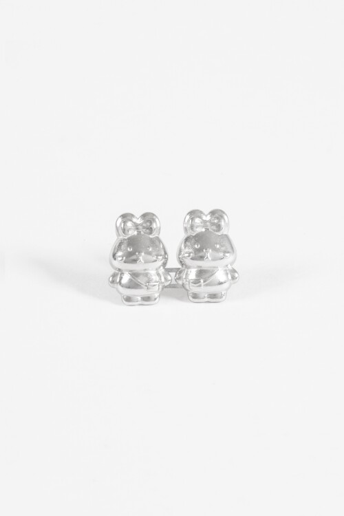 Prendedor doble bunny plateado