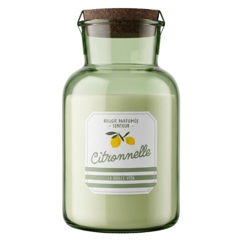 VELA AROMATICA EN FRASCO VIDRIO VERDE Unica