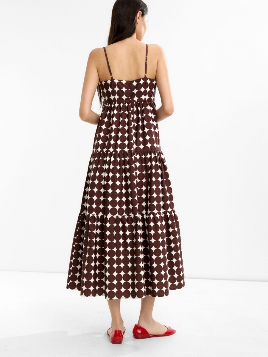 Vestido Largo De Lunares 100% Algodón marron