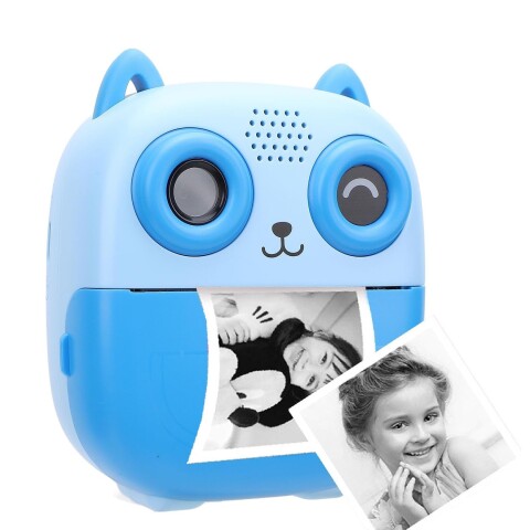 Camara De Fotos Buho Infantil Impresion Instantanea Polaroid Variante Color Azul