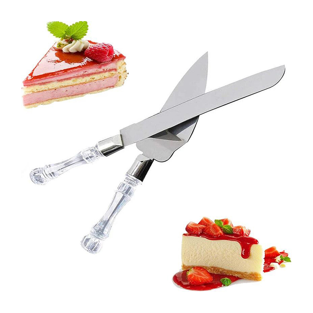 Set De 2 Piezas Cuchillo Y Pala De Torta Mango Plástico 