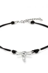 COLLAR DE CUERO Y LIBÉLULA BAÑADA EN PLATA DE LEY PLATA / BLANCO