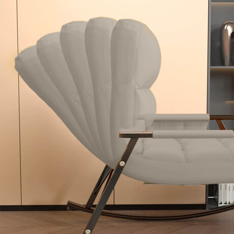 Sillón Reposera Mecedora Respaldo Ajustable Bolsillo Beige
