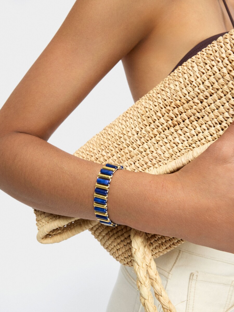 Pulsera Con Cuentas Efecto Piedra azul