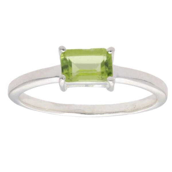 Anillo Cuadrado-Plata rodinada-Piedra Peridoto-AN2023 conpiedra
