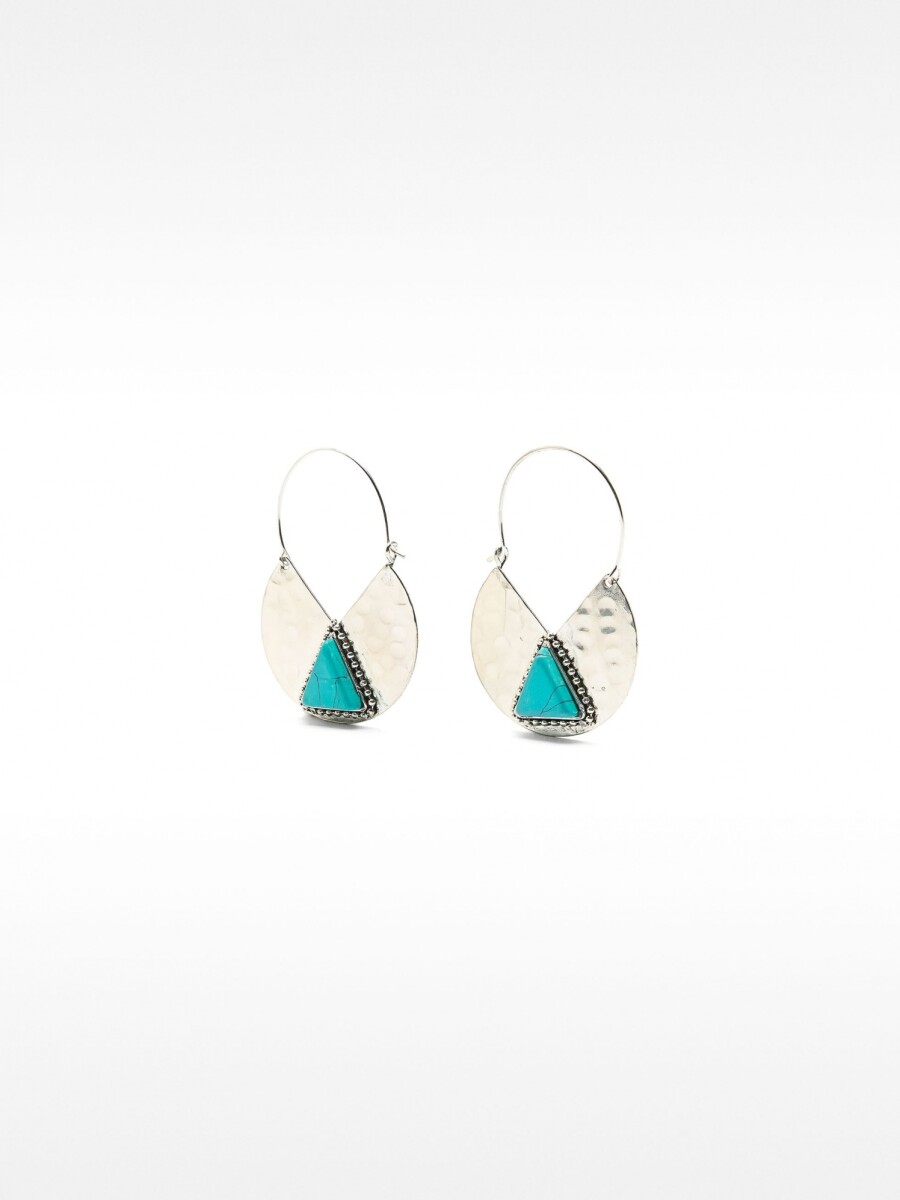Aros De Piedra Triangular azul