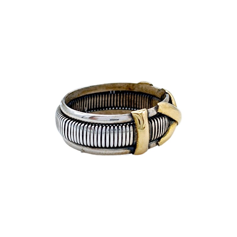 Anillo Cruz-Plata y Oro-Sin Piedra-AN5117 sinpiedra