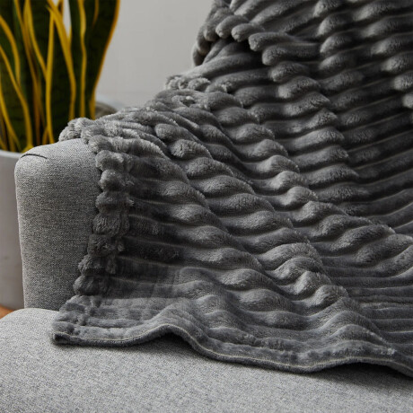 Manta Frazada Polar Plaza y Media c/ Diseño Acanalado Suave Gris