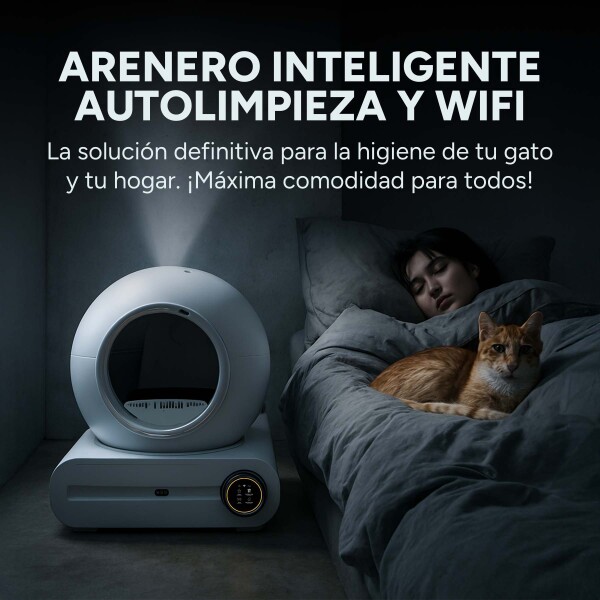 Arenero Sanitario Inteligente Gato Autolimpiante Wifi Remoto Color Blanco Gris