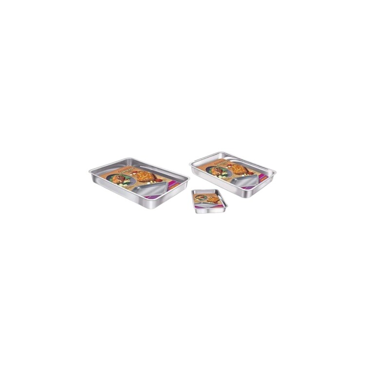 SET ASADERAS RECTANGULAR ALUMINIO X 3 PIEZAS PLATEADO