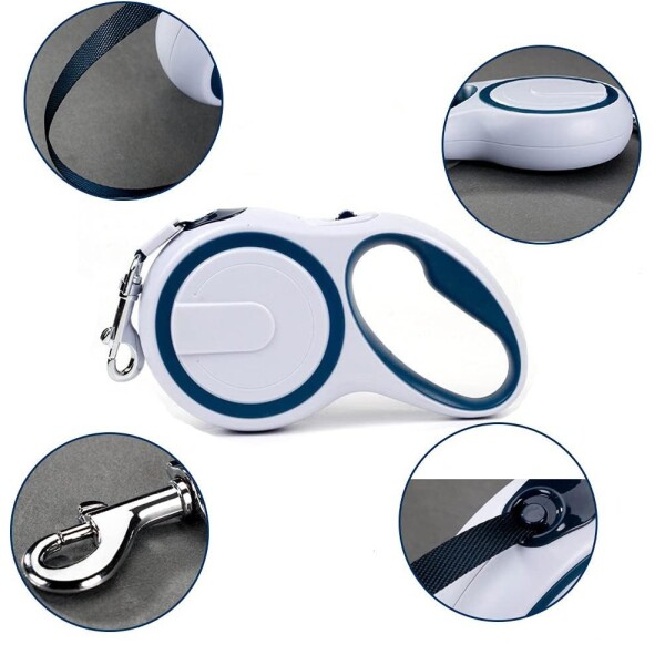 Correa Extensible 3 Mts Retractil Hasta 15Kg Perro Mediano Variante Color Blanco Azul