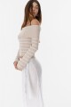 Sweater Oasis Beige con blanco