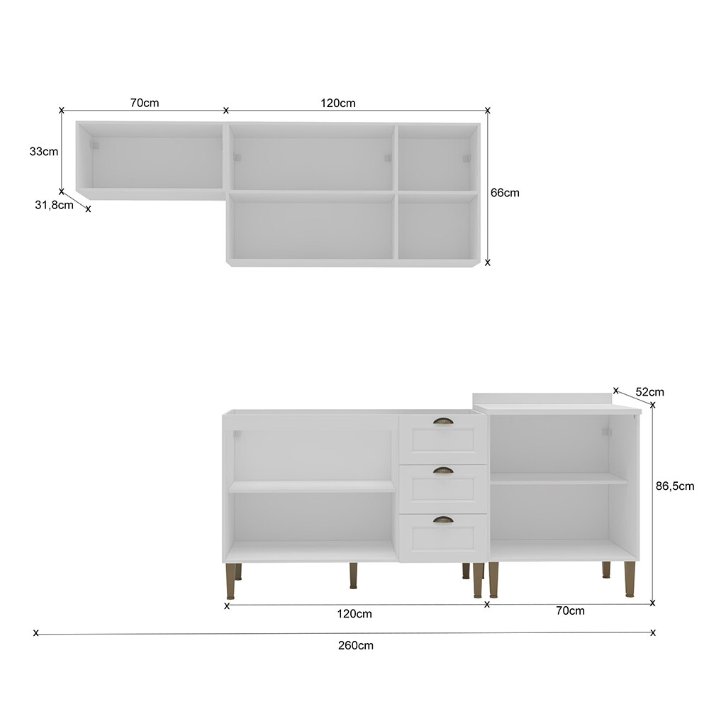 KIT DE COCINA PROVENZAL 4 MÓDULOS COLOR BLANCO Kit De Cocina Provenzal 4 Módulos Color Blanco