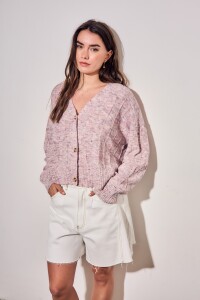 Cardigan Texturado Rosa Viejo