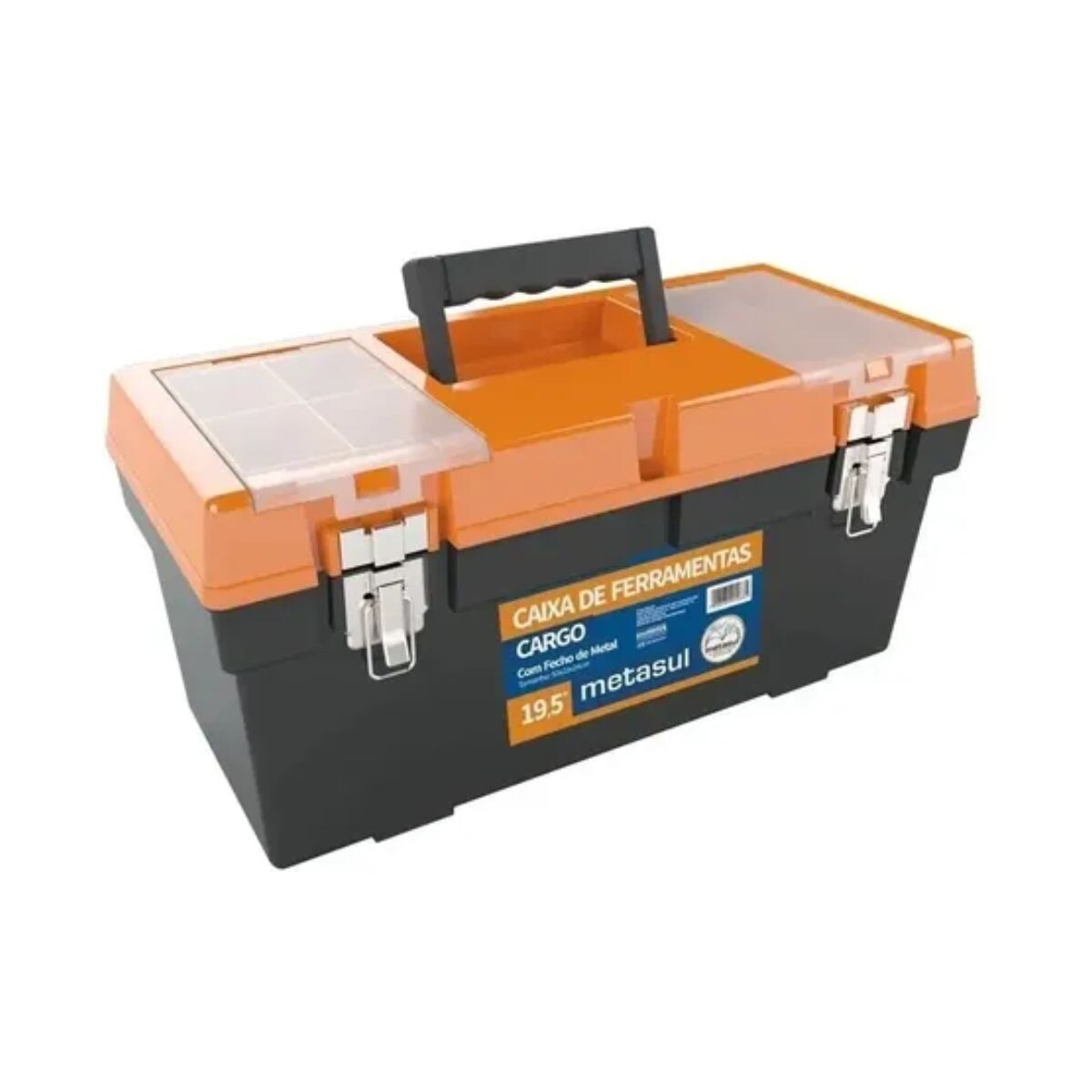 CAJA DE HERRAMIENTAS METAL METASUL NARANJA Y NEGRA 19,5" Caja De Herramientas Metal Metasul Naranja Y Negra 19,5"