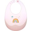 Babero silicona con estuche de viaje rosa