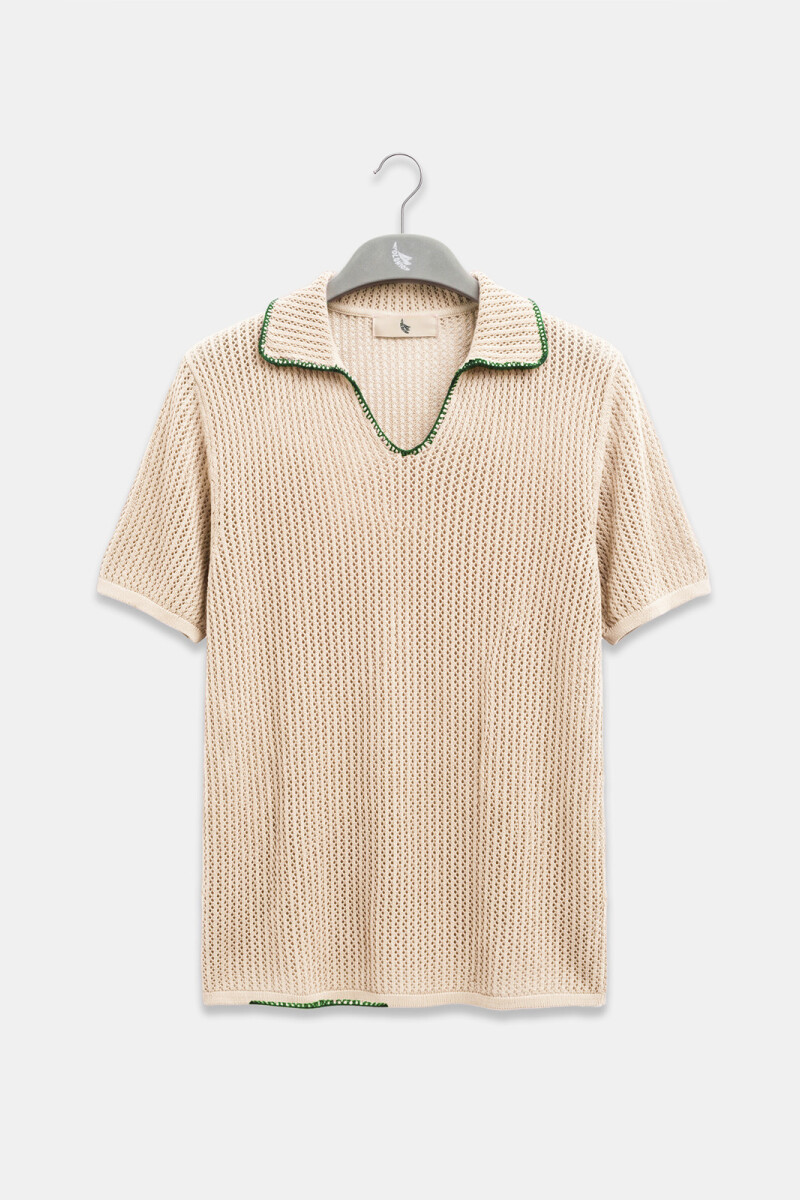EMBROIDERED POLO SHIRT Cream