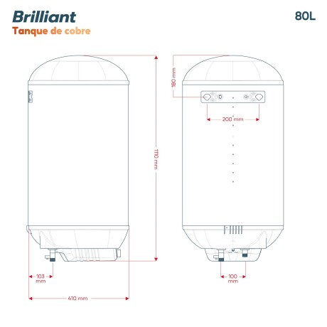 TERMOTANQUE BRILLIANT COBRE 80L BRCC80WH