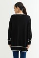 Sweater escote en V contratono NEGRO