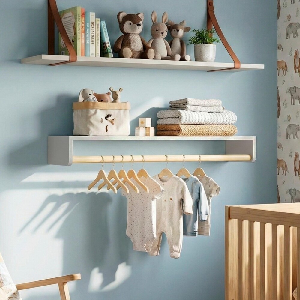 Estante Perchero Theo - infantil Pino Natural y MDF Arena