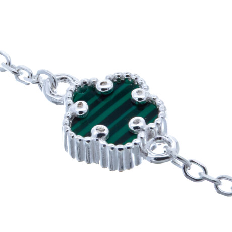Pulsera de plata 925 con malaquita, FLOR. Pulsera de plata 925 con malaquita, FLOR.