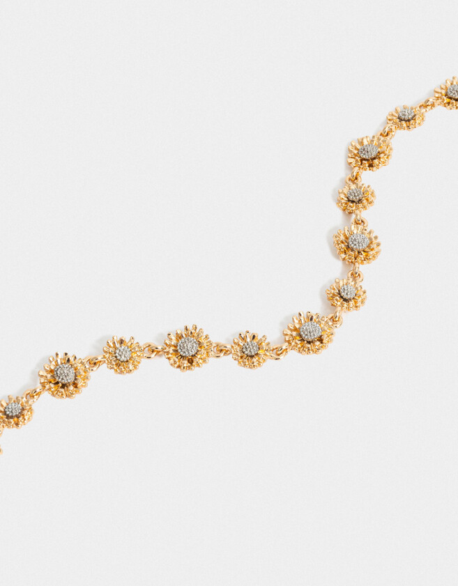 Collares Cortos Con flores Collar Corto Con Flores Mixplating - Combinacion Bicolor