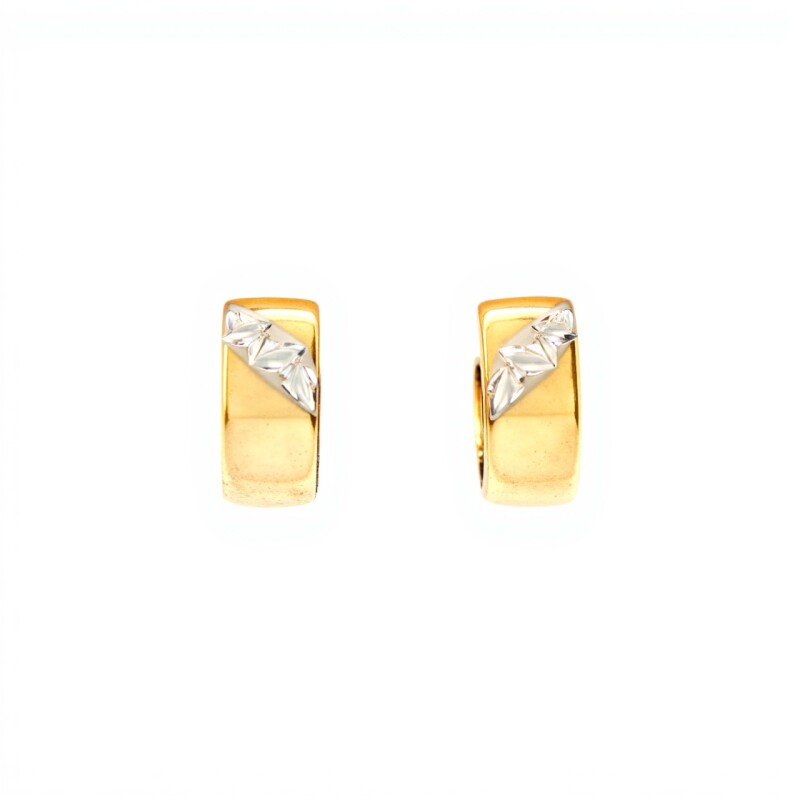Caravanas - Aros de oro amarillo y oro blanco- Oro bajo - Sin piedra- CA8246 sinpiedra