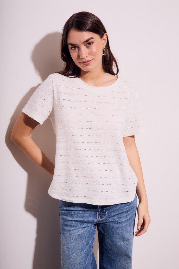 Remera M/corta Texturada Algodón Nacar