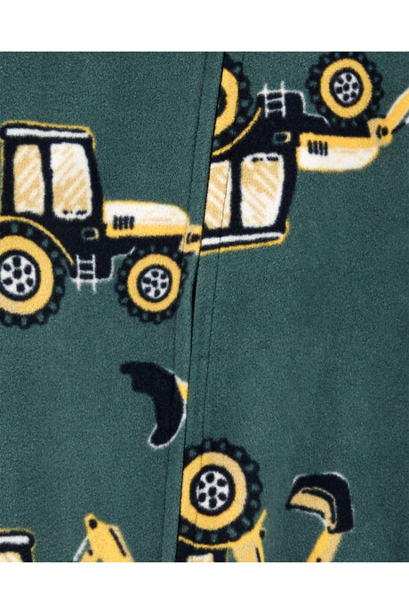 Pijama una pieza de micropolar, con pie, diseño excavadora. Talles 12-24M Sin color