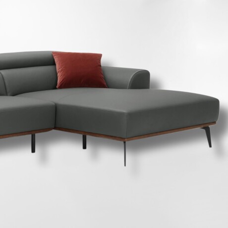 Sofá con chaise DUNA CUERO GRIS - DERECHO