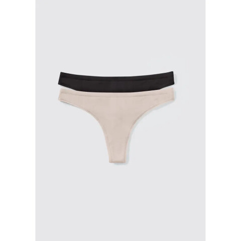 KIT COM 2 CALCINHAS FEM PRETO/BEGE