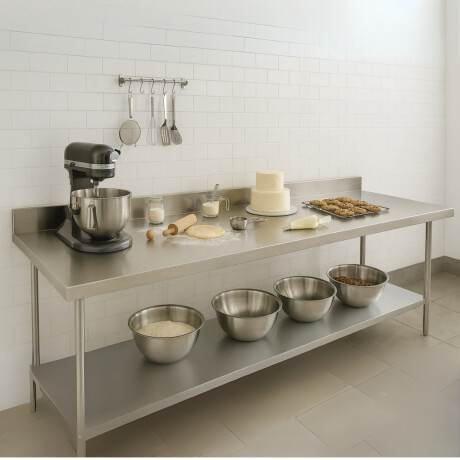 Mesada Mural con Estante Inferior de Acero Inoxidable 190 x 60 x 85 cm Mesada Mural con Estante Inferior de Acero Inoxidable 190 x 60 x 85 cm