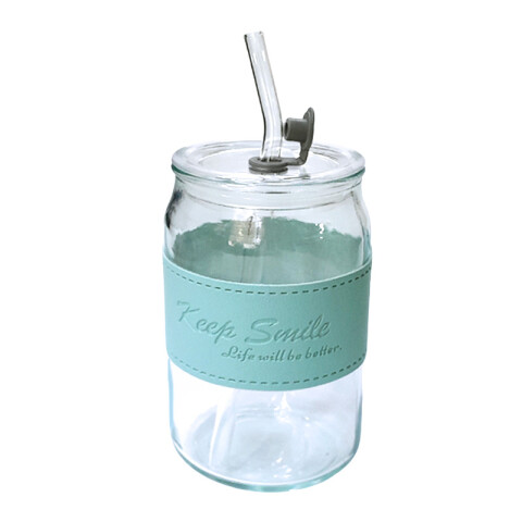Vaso alto de vidrio agarre cuero sintético Vaso Alto De Vidrio Agarre Cuero Sintético