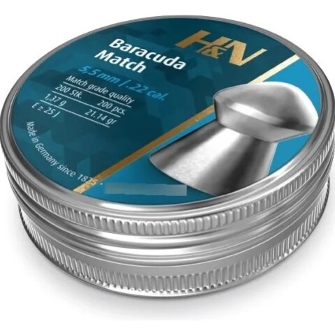 Chumbos Hyn Baracuda Match 5.5mm 21.14 grains x 200 unidades Chumbos Hyn Baracuda Match 5.5mm 21.14 grains x 200 unidades