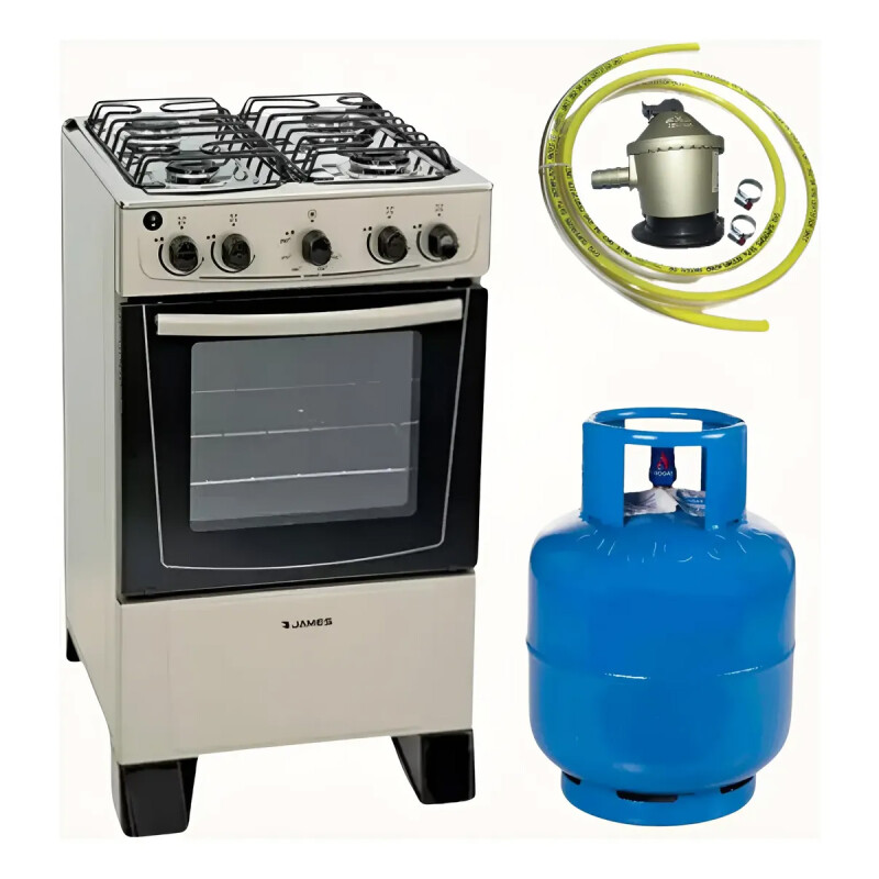 COCINA COMBINADA JAMES C-205 TITANIUM + ENVASE GARRAFA 13KG COCINA COMBINADA JAMES C-205 TITANIUM + ENVASE GARRAFA 13KG