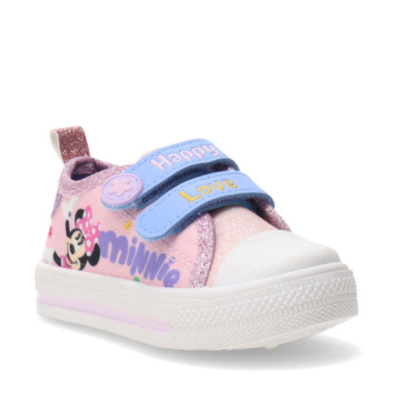 Championes de Niños Disney MINNIE lona 2 velcros Rosa - Celeste