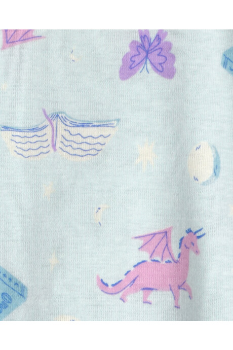 Pijama enterito de algodón con pie, azul, diseño dragones. Talles 2-5T Pijama enterito de algodón con pie, azul, diseño dragones. Talles 2-5T