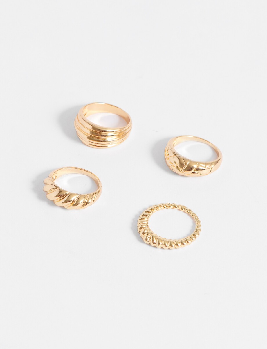 Set de anillos texturados - dorado 